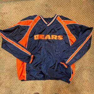 Chicago Bears Jacket Adult L Blue Pullover Windbreaker Lined Side Zipper NFL